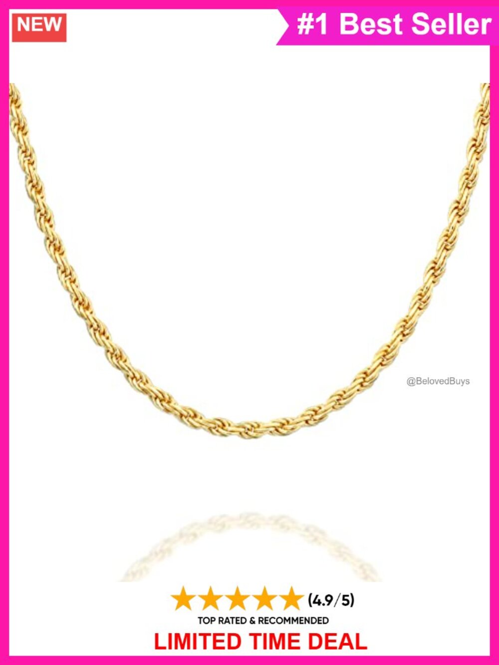 22K Gold Plated 925 Sterling Silver Chain Necklace
